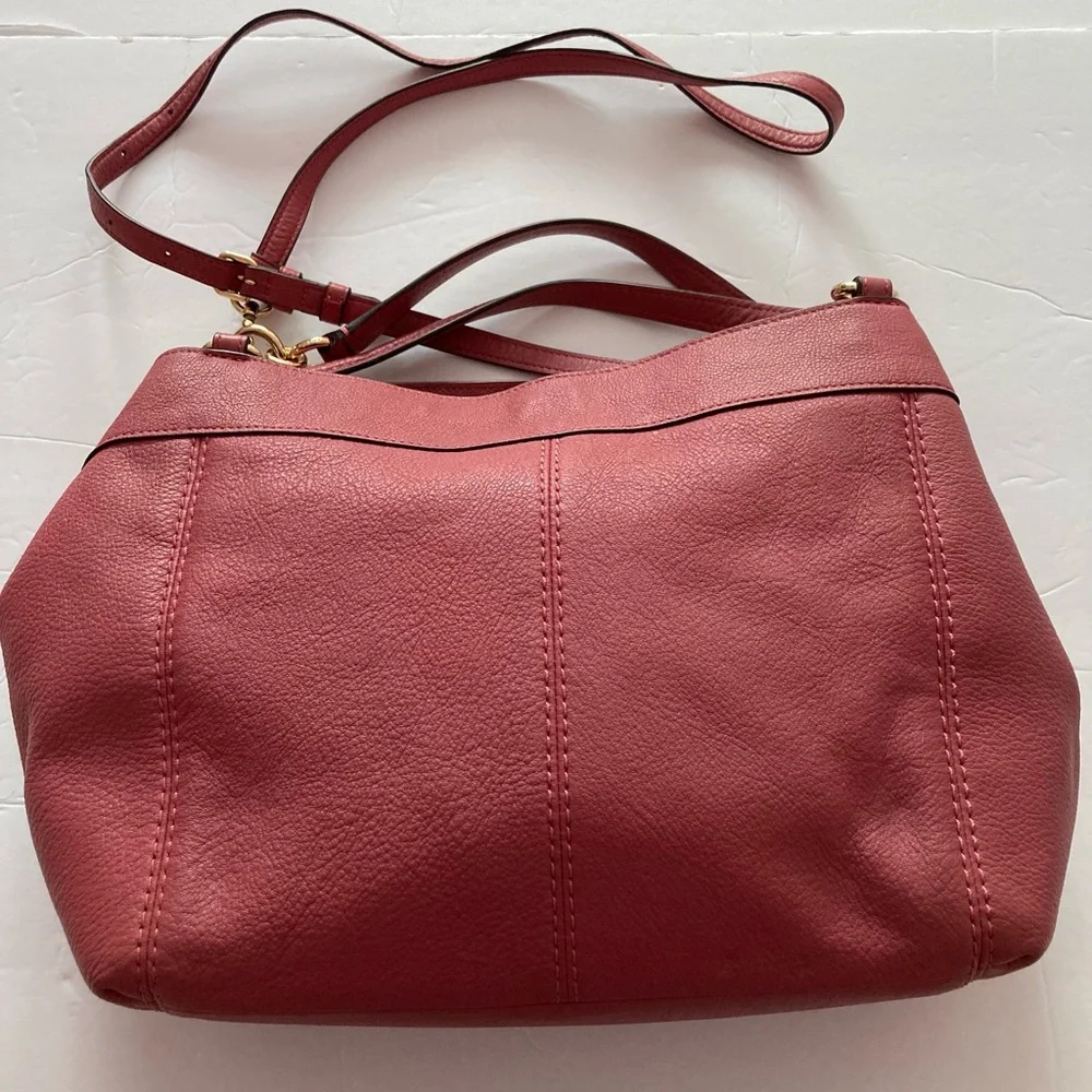 Coach Red Leather Shoulder/Crossbody Bag with Gold Accents magnetic snap closure